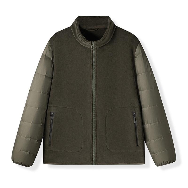 Winter Men's Australian Fleece Splicing Jacket Goose Down Jacket Youth Fashion Warm Down Jacket Jacket