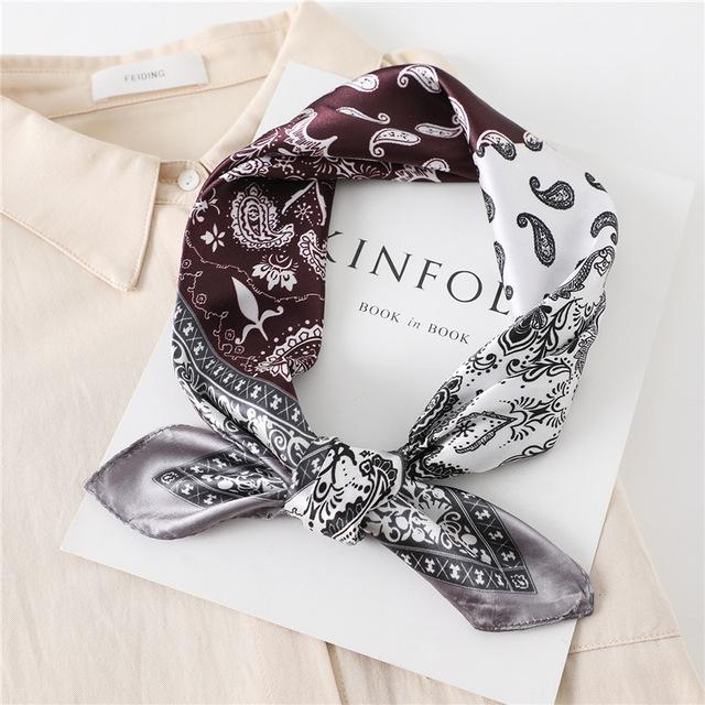 Fashion Silk Square Scarf For Women 60cm Satin Neck Hair Tie Band Bag Warp Soft Office Neckerchief Hijab Female EMA