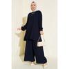 Women's Navy Blue Tunic Trousers, Top And Bottom Set 6663