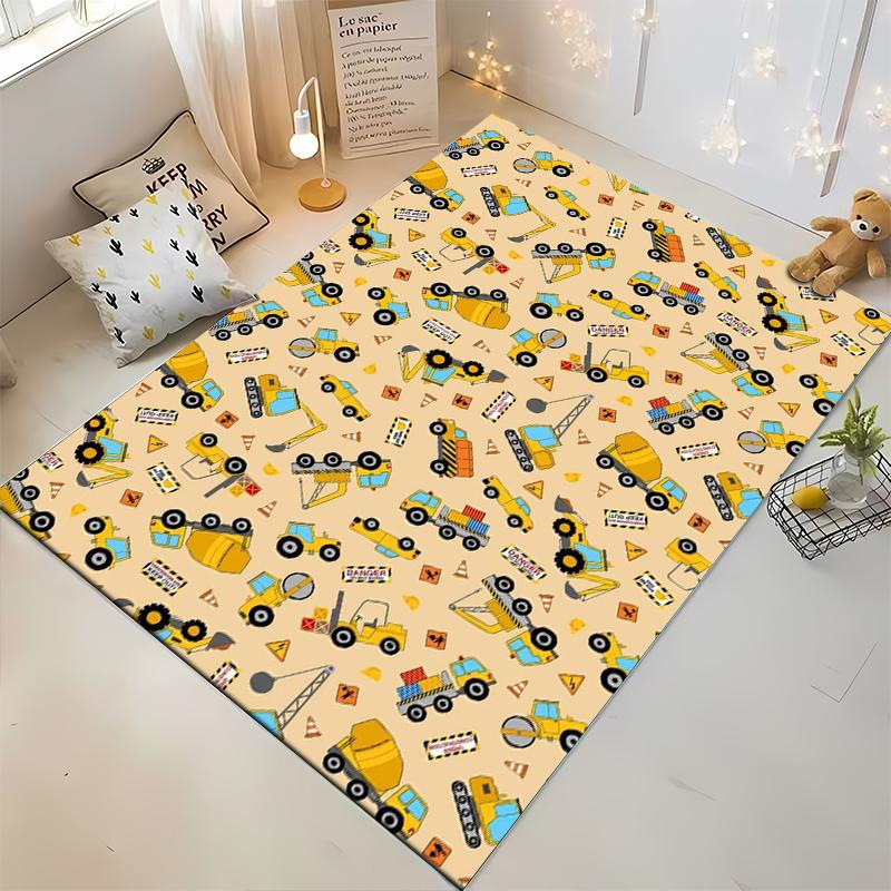Construction Vehicles and Signs Non-slip rug suitable for living room and bedroom sofas