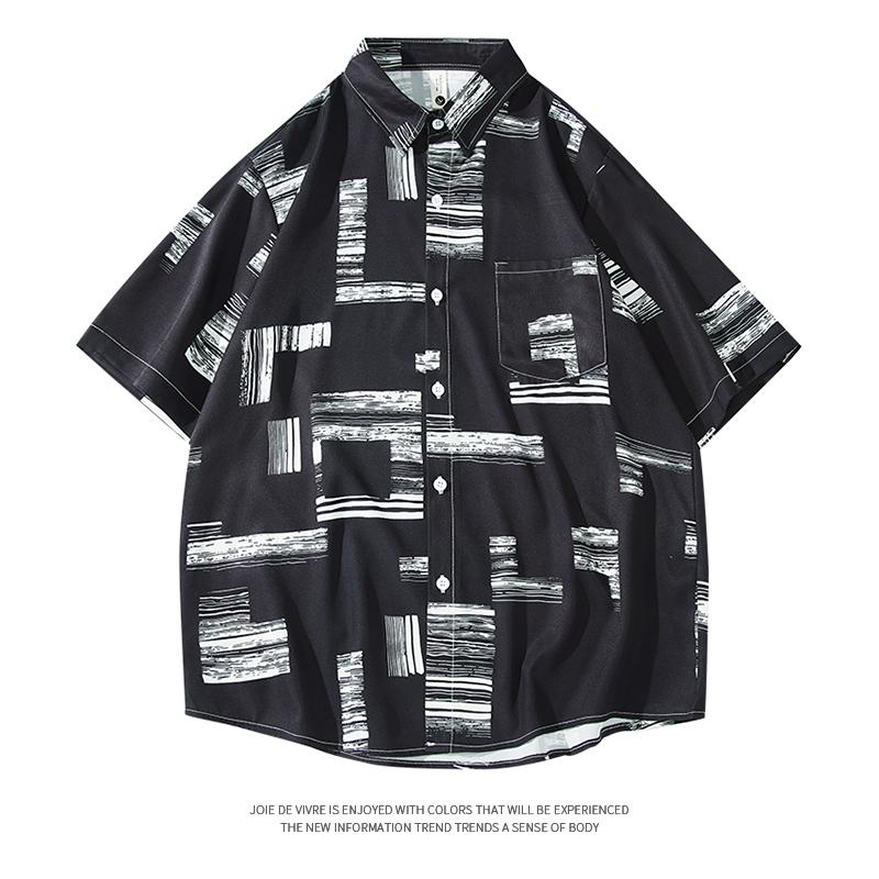 Летняя футболка-поло с коротким рукавом, свободная, повседневная, с принтом, на одной пуговице, мужская, модный кардиган на пуговицах, топ для мужчин