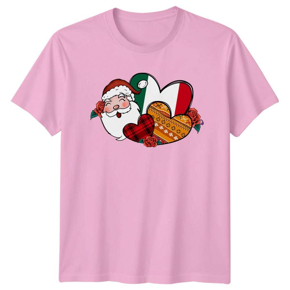 Santa Claus Hearts Christmas Holidays Unisexs TShirt Unisexs Tee Mexican Graphic
