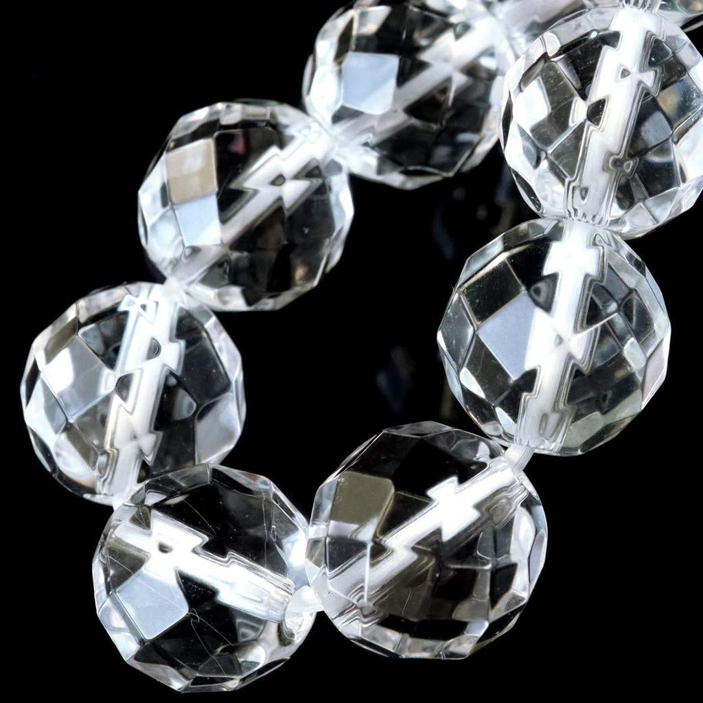 64-faceted Crystal Bracelet, 10mm, Power Stone, Natural Stone, April Birthstone, Women's, Men's, Prayer Beads, Accessories, Inner Diameter: Approx.