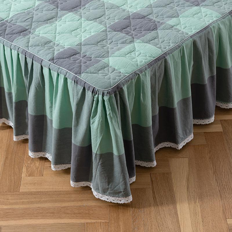 Sleeping Grid A-Class Antibacterial Color Woven All Cotton Washed Cotton Clip Cotton Edge Bed Skirt