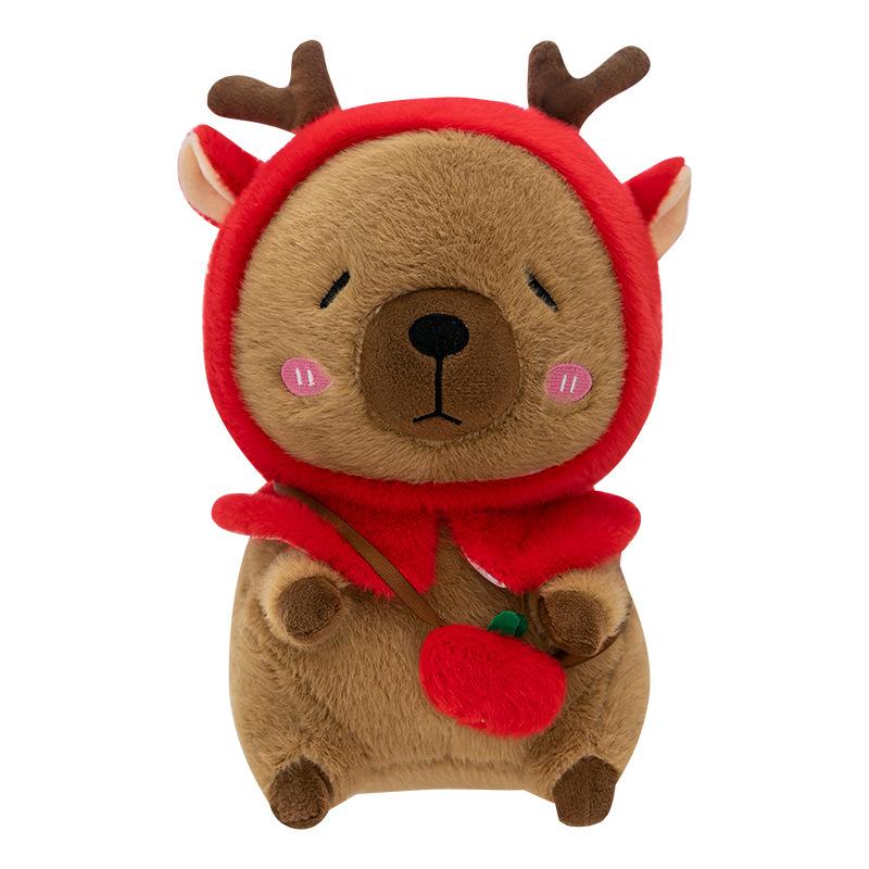 Elk kapibara plush toy christmas hat capybara doll throw pillow doll machine exchange