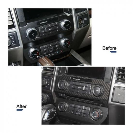 Carbon Fiber Volume Adjustment Panel Cover Trim Radio Bezel For Ford F150 2015+