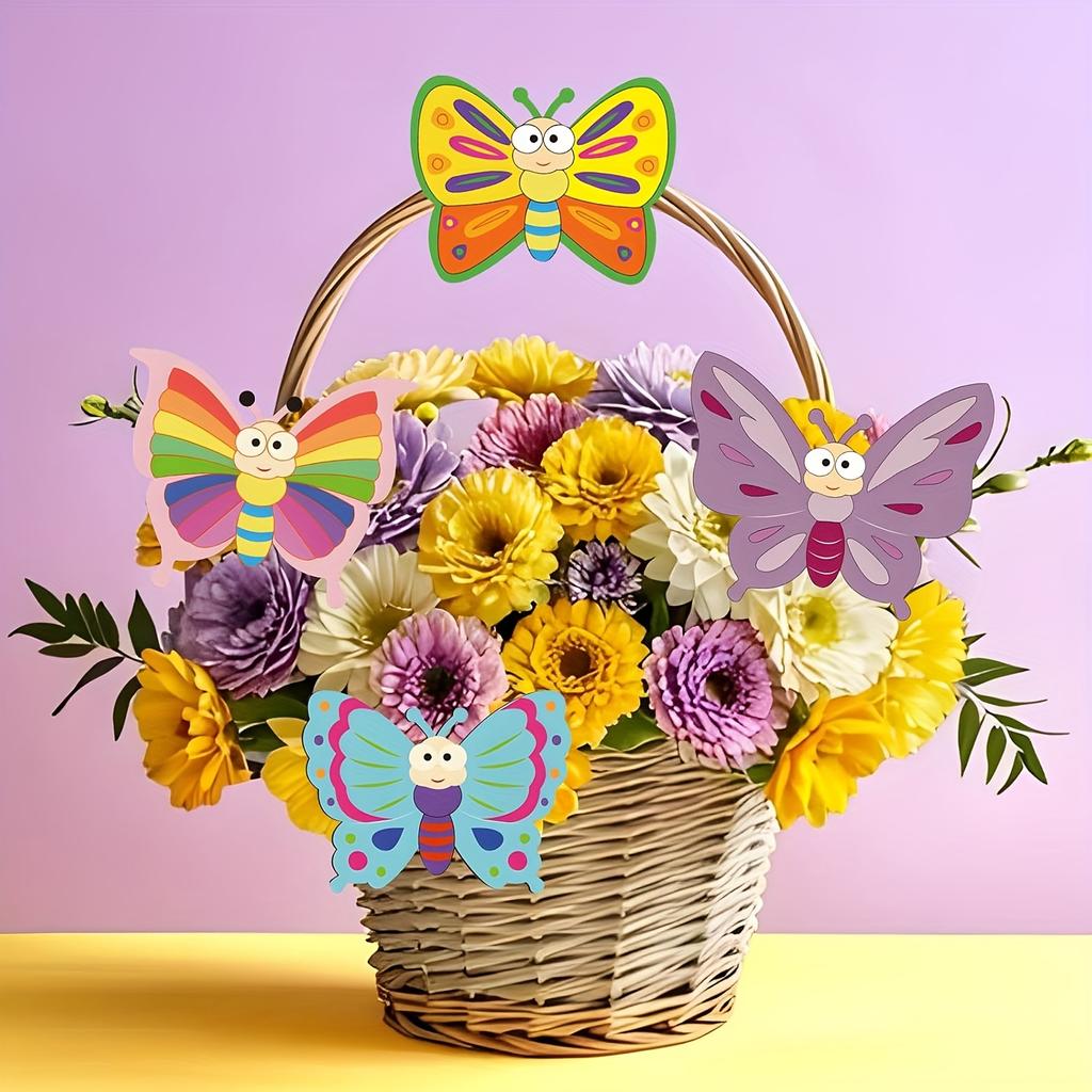 8pcs Various Sizes Shapes Wooden Cutouts - Butterflies & Flowers Ornaments To Paint, 9 Styles DIY Blank for Home Crafts Hanging Decorations