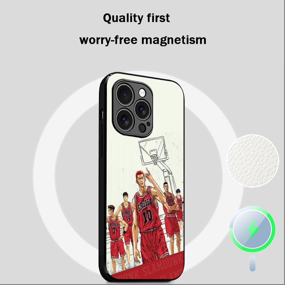 Чехол для телефона Slam Dunk Classic Basketball Comics для iPhone 16 15 14 13 12 11 Plus Pro Max Высококачественная Роскошная Овечья Кожа Magsafe