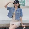 Укороченная куртка из денима в стиле ретро-американской моды - женский жилет