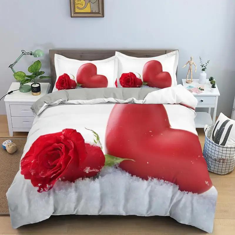 Комплект постельного белья Love Heart, простой клетчатый пододеяльник 200x200, наволочка, односпальная, двуспальная, двуспальная, королевская, скандинавская пара, покрывало, постельное белье
