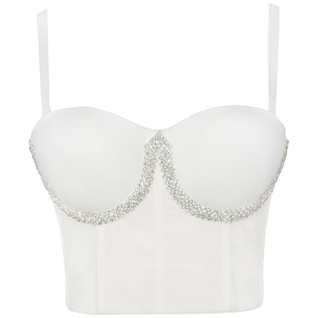 Укороченный топ yushutiff со стразами, блестящие женские корсетные топы, бюстье, бюстгальтер пуш-ап, женская одежда для ночного клуба