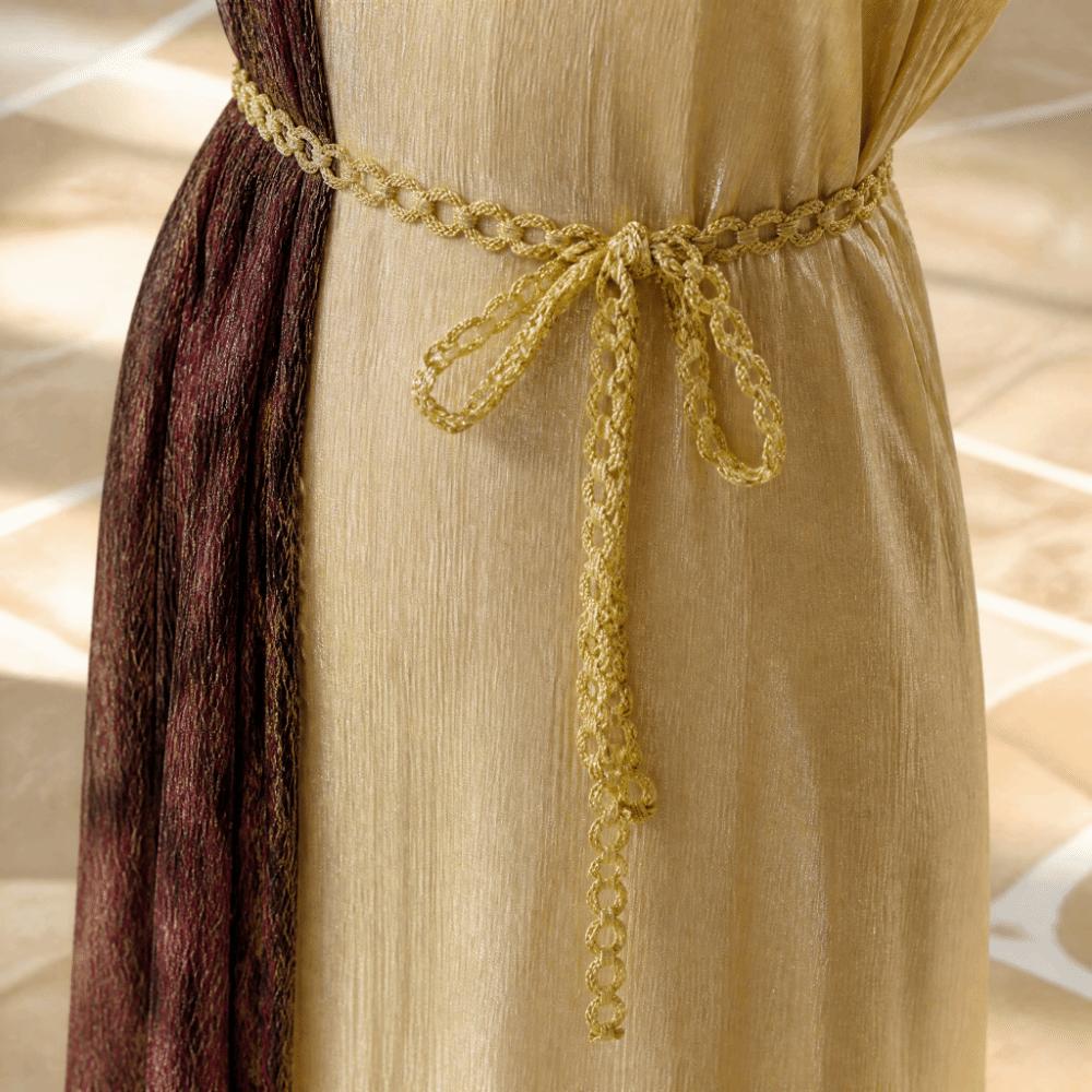 Vintage Style Greek Goddess Gown Light Gold Halloween Costume Cosplay Outfit Carnival Festival