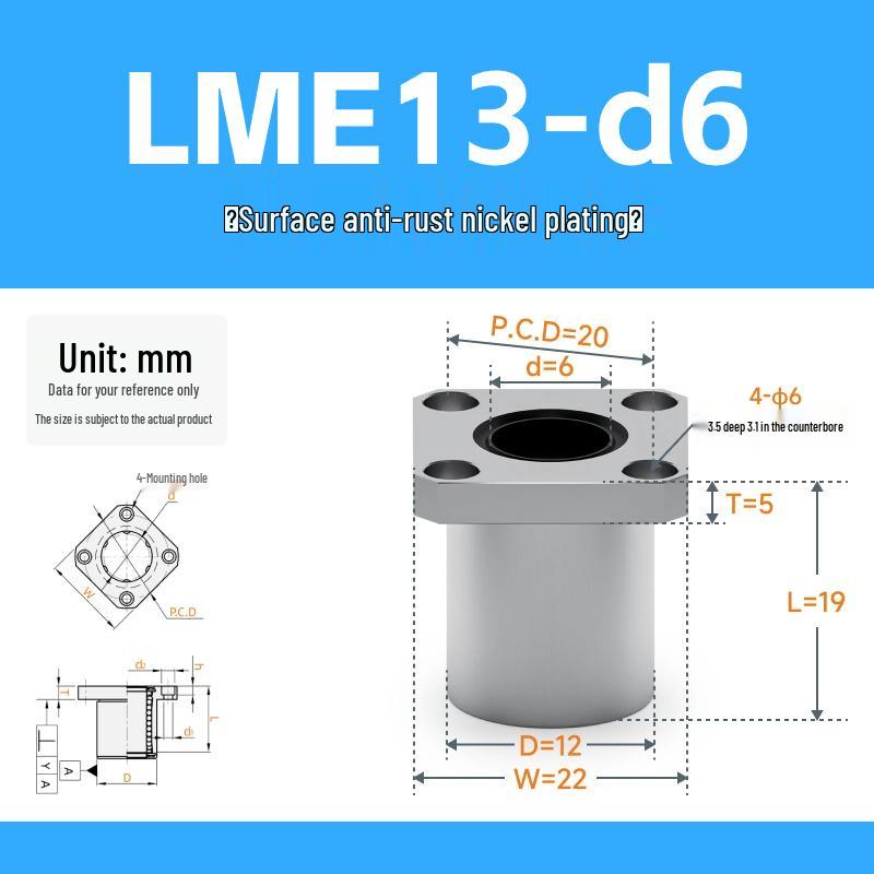YIHEDA LME Series Linear Bearings: LME03, 13, 23 - d6, d8, d10, d12, d13, d16, d20, d25, d30