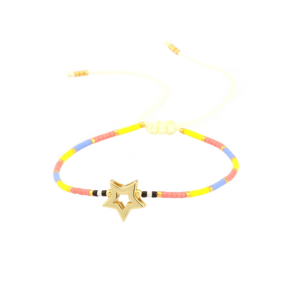 Bohemian Layered Colorful Bead Bracelet with Lucky Evil Eye Charm