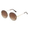 Round Rimless Sunglasses, Personalized Hollow Round Frame Glasses, Sunglasses For Women