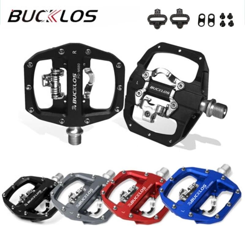 Педали BUCKLOS MTB Велосипедные Плоские Педали Платформа Подшипник Двойная Функция Совместимость с Системой SPD Алюминиевый Сплав Горный Велосипед Педаль Велосипедная Часть