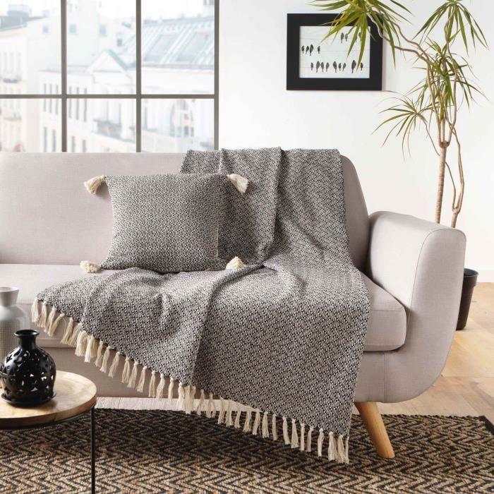 Coussin 40 x 40 cm Junon - Noir - Synthétique - Carré - Intérieur