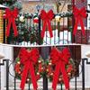 50cm Big Size Red Christmas Bows Outdoor Decorations Large Christmas Tree Top Bow Velvet Wreath with Glitter Gold Edge Front Door Decoration
