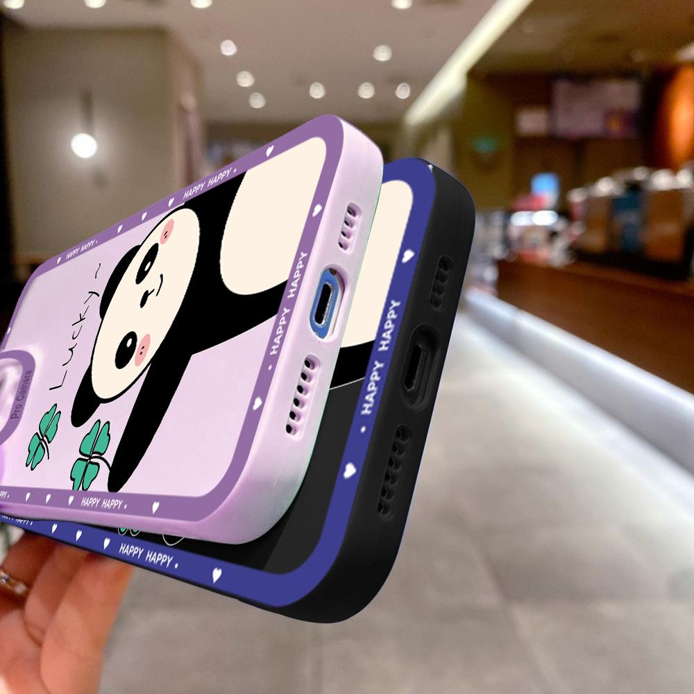 For iPhone 16 15 14 Pro Max Redmi Note 13 12 Pro Samsung S25 S24 Ultra A13 A14 A15 A16 Full Camera Protect Soft Silicone Panda Pattern Casing