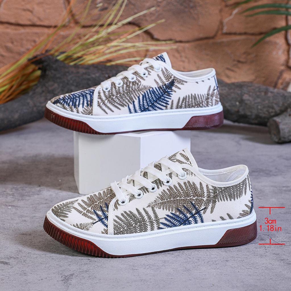 Модная женская обувь 2025 Новая дышащая повседневная обувь Этнический стиль Спортивные женские парусиновые Трендовые универсальные туфли на большой подошве