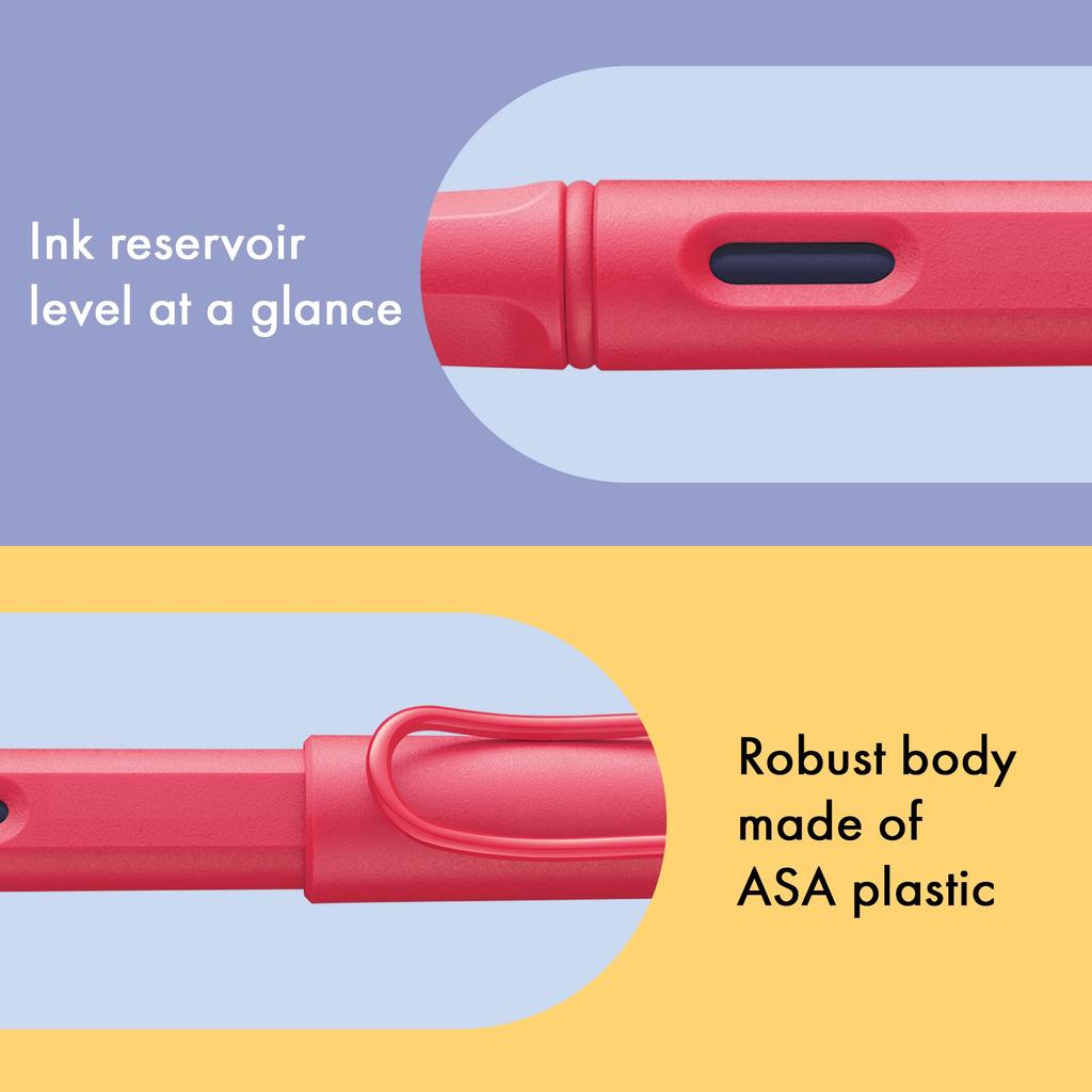 LAMY Safari Sunset Medium Fountain Pen with Ergonomic Grip and Polished Steel Nib Ideal for All Writing and Calligraphy Includes LAMY T10 Blue