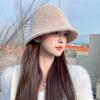 Hat Female Solid Color Versatile Wool Bucket Hat Winter Face Small Bucket Hat