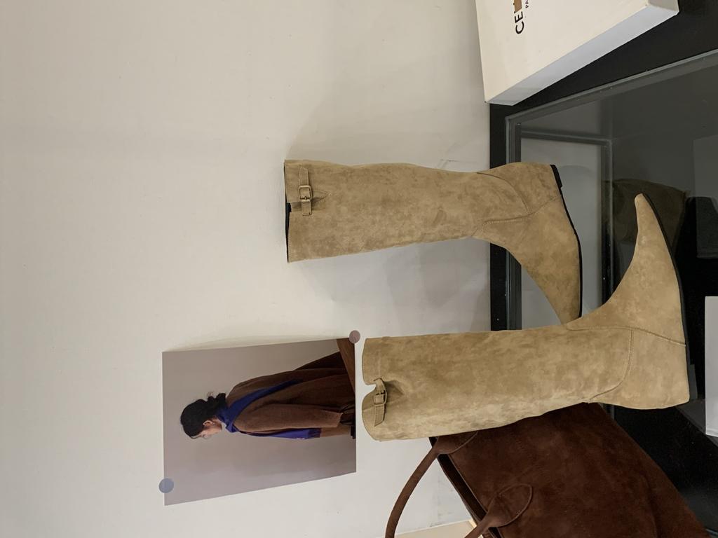 2025 Autumn Suede Inner Height Increase Slope Heel Thin Trouser Boots Tall Knight Over the Knee Warm Women's Boots