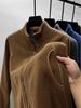 Мужская двусторонняя худи-кардиган из кораллового флиса с воротником-стойкой - Теплая куртка для осени и зимы