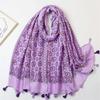 Winter Spain Fashion Leaf Floral Tassel Viscose Scarf Winter Shawls And Wraps Beach Pashmina Stole Bufanda Muslim Sjaal 180*90Cm