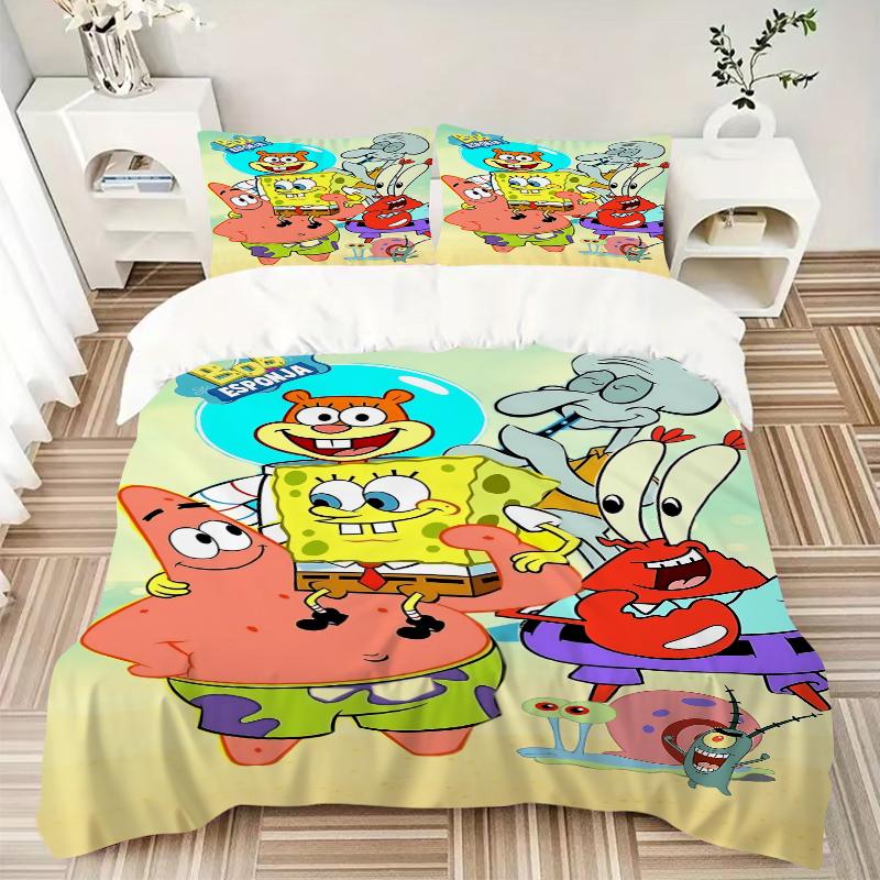3Pcs Spongebob Squarepants Adventure Bedding Sets For All Sizes New 3D Printed Bed Cover Comforter Duvet Cover Pillowcase Bedroom Decoration