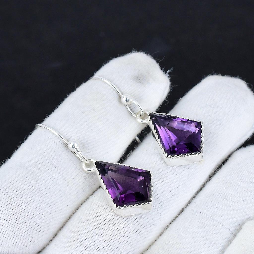 Серьги с аметистовым камнем, старинные серьги из стерлингового серебра 925 пробы, серьги-подвески из серебра в стиле бохо, подарки на день рождения, подарки для нее