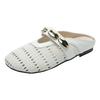 Relaxation summer flat-bottomed cool slippers women's bag head retro woven hollow light luxury style one pedal outside wearing sandals women
