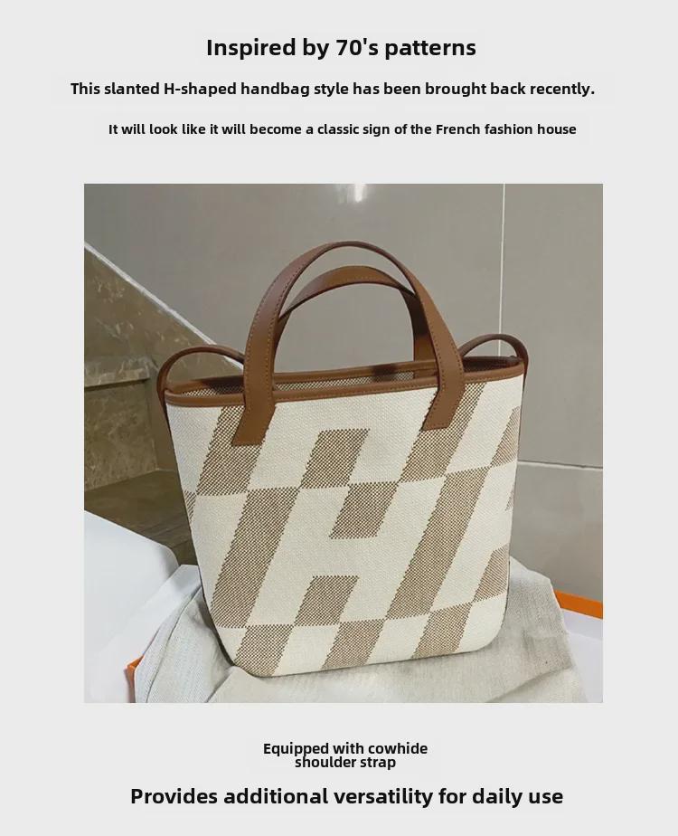 Большая вместительная сумка-тоут из холста и натуральной кожи - женская сумка из твила для ношения в руке и через плечо