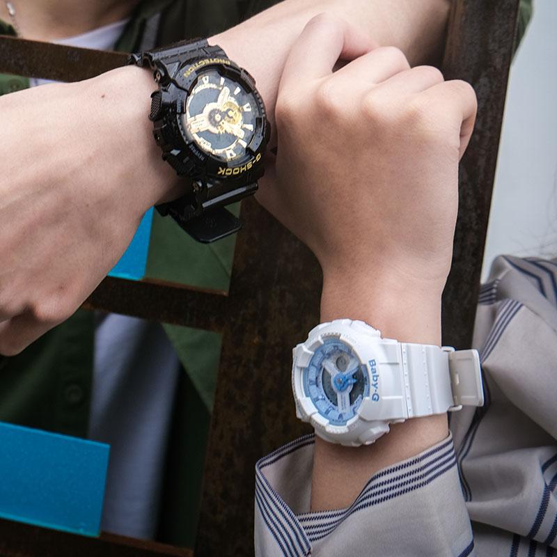 Casio Часы серия-GABA модный тренд спортивные водонепроницаемые и ударопрочные кварцевый механизм полимерный ремешок японский и корейский BA-110BE-7APR+GA-110GB-1APR