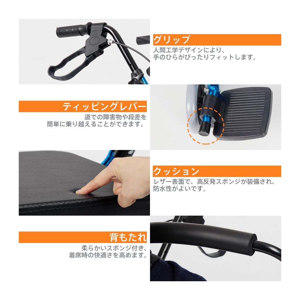 Walker for the Elderly Handcart Foldable Sitting 4 Wheel Walker with Pedal Lightweight Silver Car Walking Aid Rehabilitation Blue Care-parents