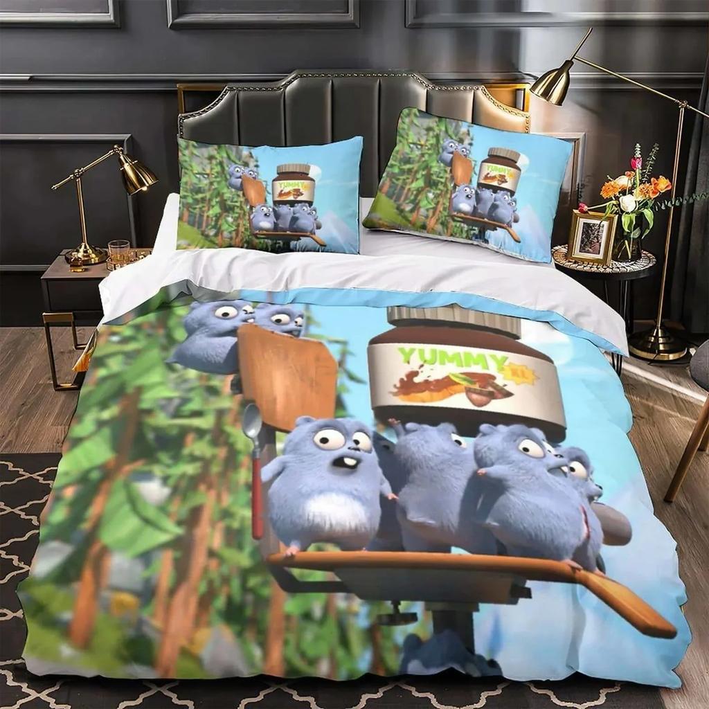 3D Anime Grizzy and the Lemmings Printed Bed Set Duvet Cover Pillowcase Bedding Set Linen Sheet Quilt Cover Full Queen King Size