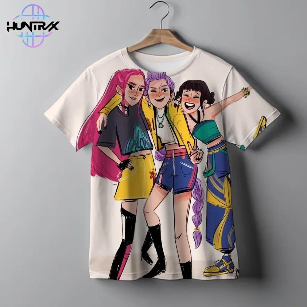 Kpop Охотники на демонов 3D-печать Спортивная Быстросохнущая Дышащая Футболка для Мальчика Девочки На Открытом Воздухе Харадзюку Хип-хоп Аниме Детская Футболка с Коротким Рукавом