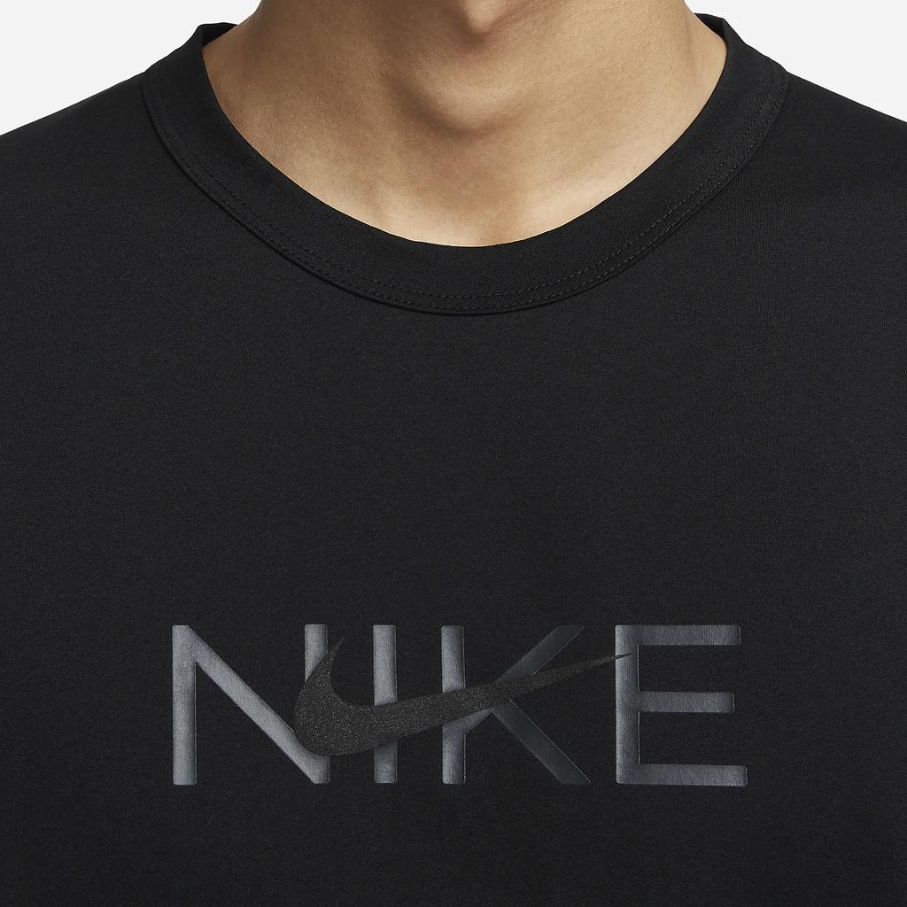 Nike Свободная мягкая футболка с круглым вырезом и коротким рукавом, впитывающая пот и защита от ультрафиолета, мужские топы, черный антрацит HF4635-010