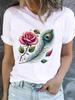 (Asian Size) Women Fashion Printed Casual T Shirt Tee Top Lady Female Feather Cute Lovely 90s Graphic Short Sleeve T-shirts Clothing