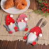 3Pcs Christmas Tableware Holder Festive Faceless Gnome Cutlery Bag for Fork Knife Christmas Kitchen Dining Table Decor