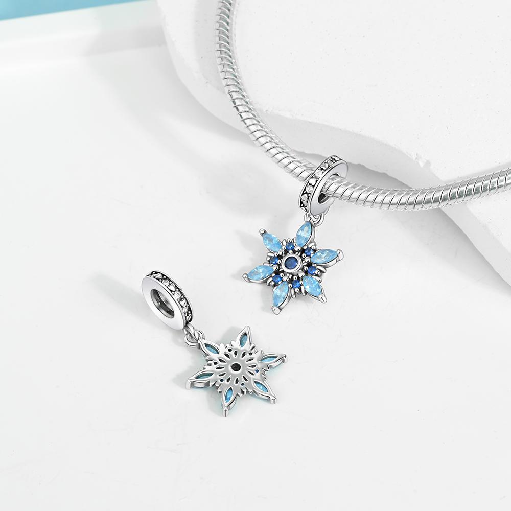 Шармы Plata Синий Снежинка Сердце Медь Покрытие Для Шармов Медь Покрытие Оригинальный Браслет Для Изготовления Украшений