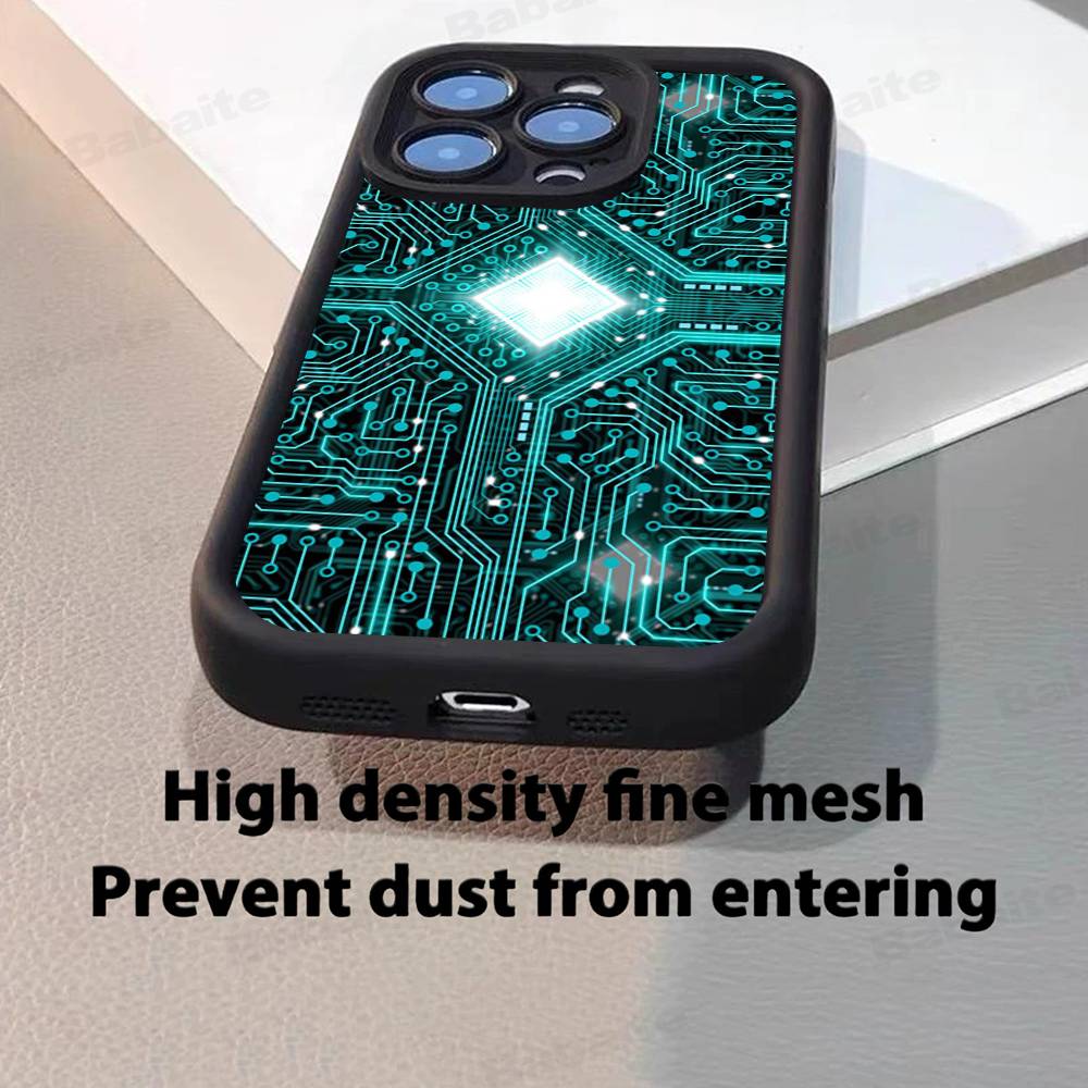 Чехол для телефона с рисунком печатной платы Для IPhone 17 16 15 13 11 12 14 Pro Max Plus Силиконовая Защитная Крышка