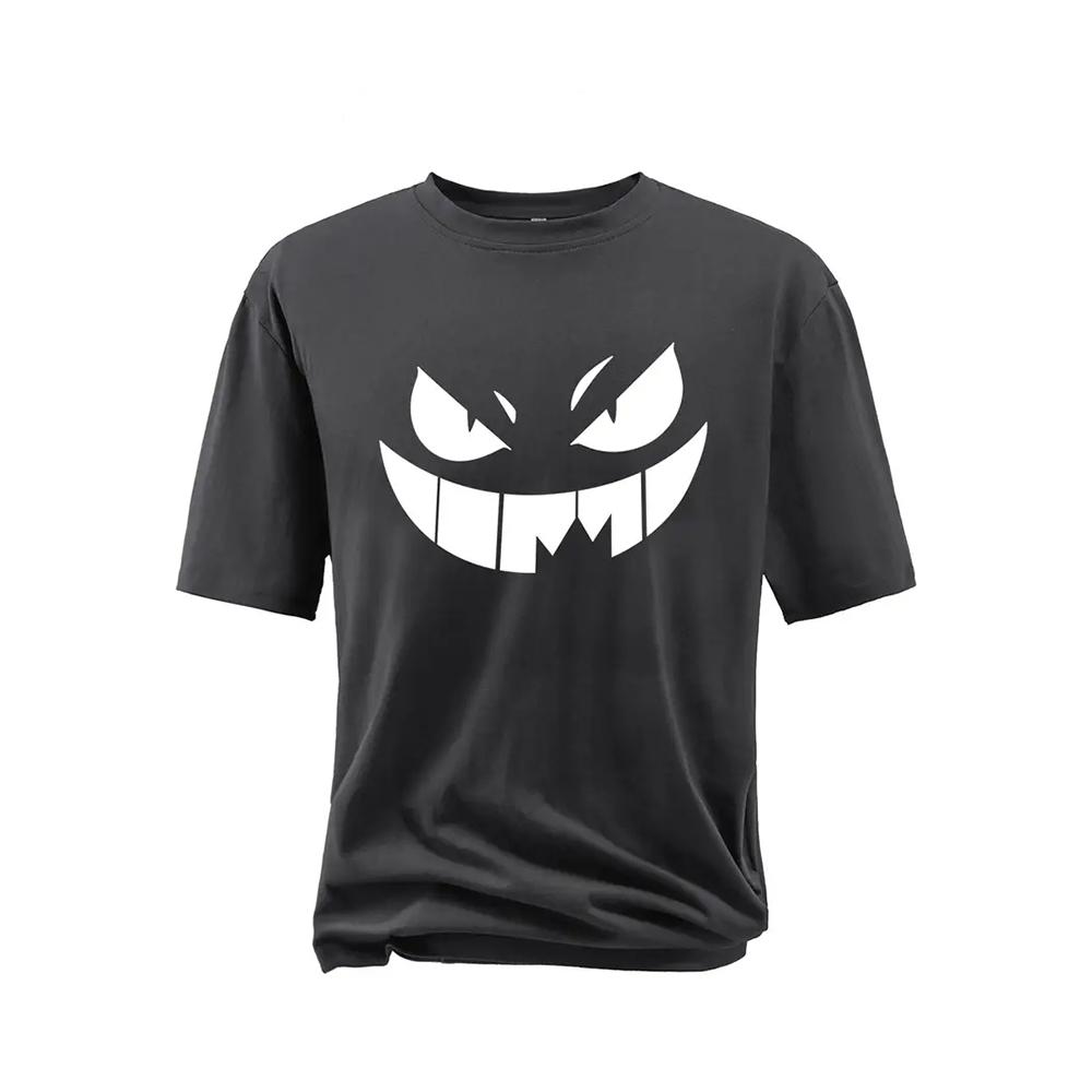 Summer Men's T Shirt Devil Pattern Print Top Fashion Casual Short Sleeve Vintage Tee Shirt Oversized Clothing Male Pullover