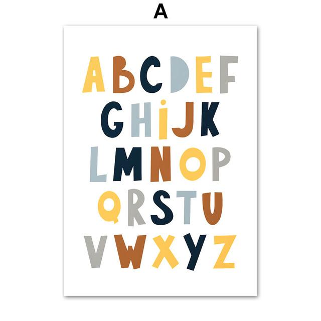 Космическая ракета, планета, звезда, мультяшный алфавит, цитаты из снов, художественная картина на холсте, плакаты на скандинавскую тему, принты, настенные панно, декор для детской комнаты, без рамки