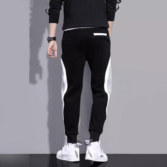 Большие размеры мужские спортивные брюки контрастного цвета с резинкой на щиколотке, свободные брюки с завязками на резинке и карманом для ежедневных упражнений