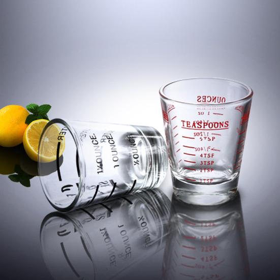 Shot Glass Measuring Cups Espresso Jigger with Scale Heavy Glass Cups for Kitchen Bar Accessories Baking Cooking