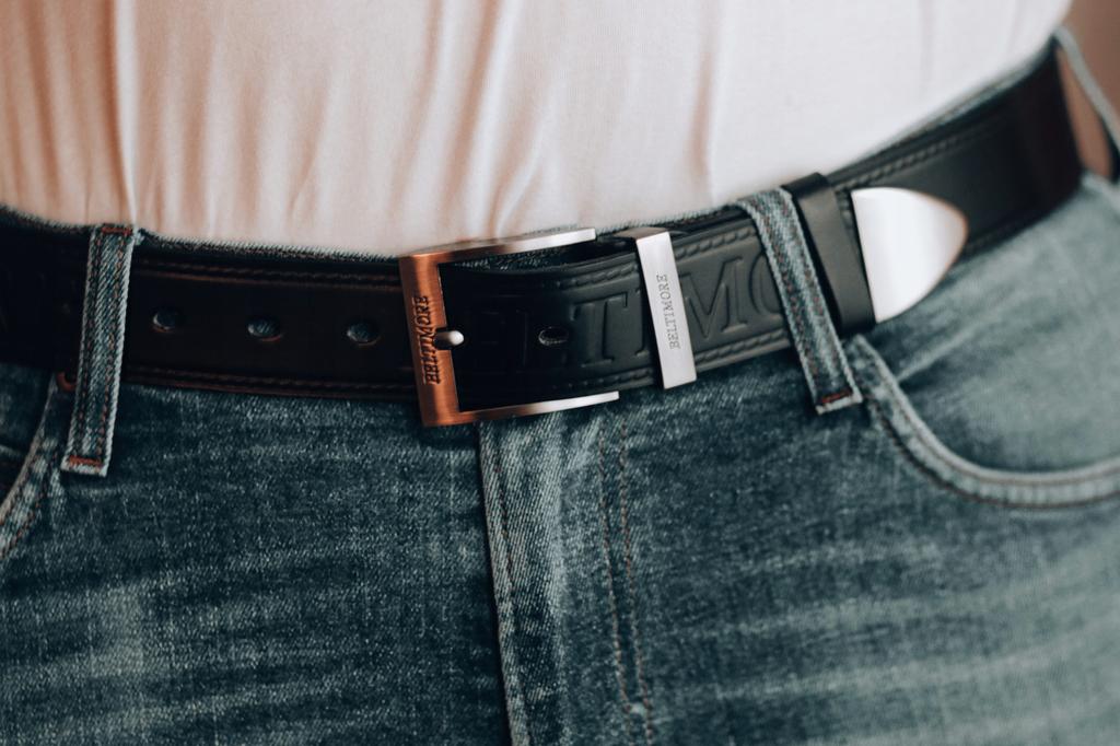 Men's Premium Leather Belt, 4Cm Wide, Classic Black, Beltimore Leather