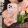 Korea Cute 3d Clear Flower Beads Bracelet Lens Protective Phone Case For Iphone 13 12 11 Pro Xs Max X Xr Shockproof Soft Cover