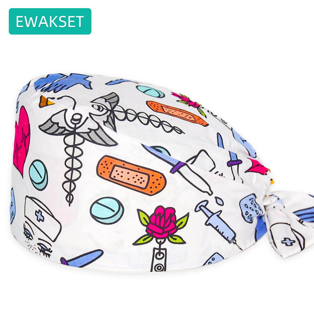 Унисекс, хирургическая шапочка с рентгеновским принтом, чистый хлопок, операционная, хирургическая шапочка, медицинская рабочая шапочка для женщин и мужчин