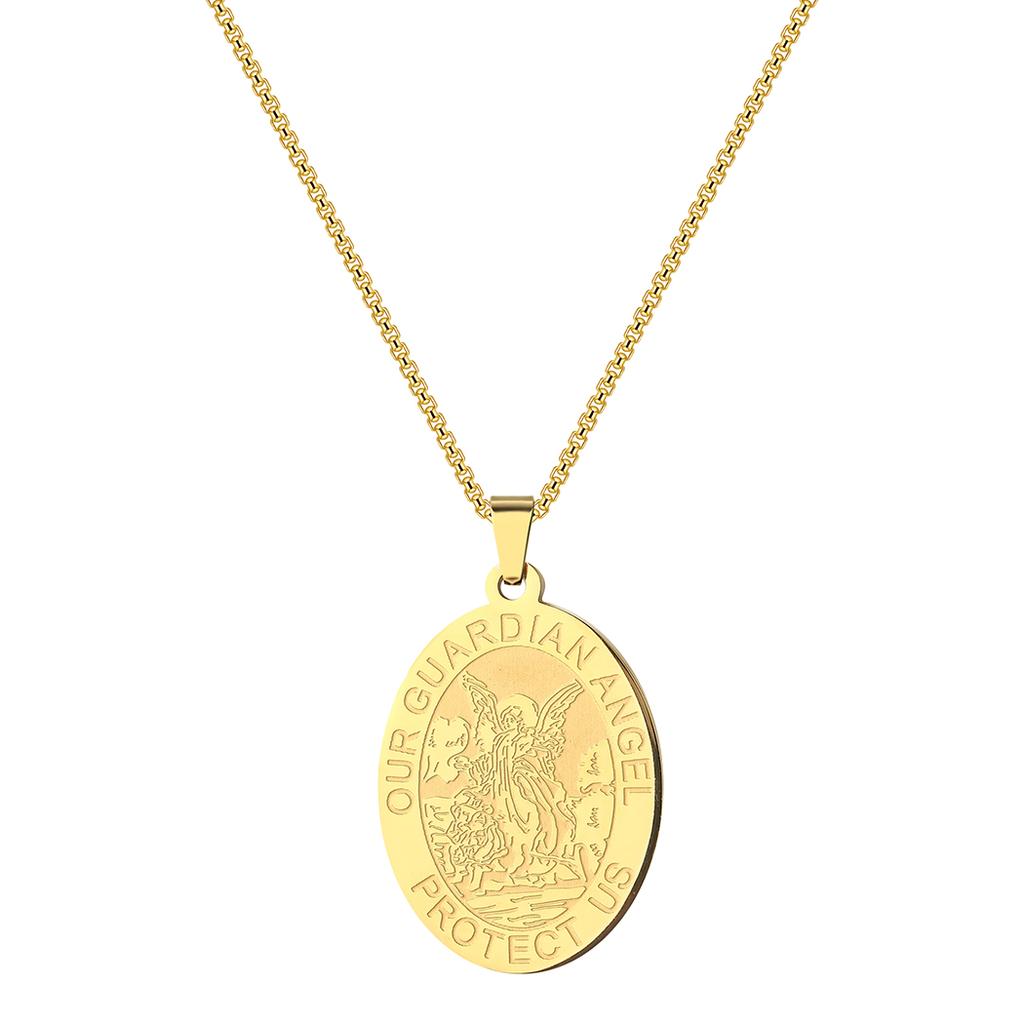 Ожерелье из нержавеющей стали с подвеской «Ангел-хранитель, защити меня» для женщин, простое ювелирное украшение в стиле «Богема», мужское ожерелье с подвеской